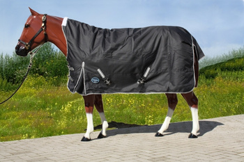 TOUGH HORSE - Regendecke - Half Neck - MIT Unterdecke (300gr.) -1680D - SCHWARZ - 74 (125cm) bis 78 (145cm)