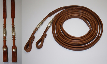 EE Tack - Harness Zügel - 5/8 '' - Round End's - Silver Pipe's / Rawhide