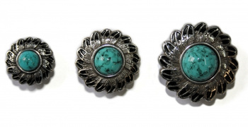 ILC Concho with Chicago Screw - FEATHER / Turquise - 3 versch. Größen (7504-0..)