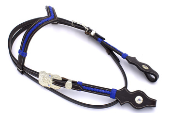 bridle lptrick / czarne z bluem plecieniem