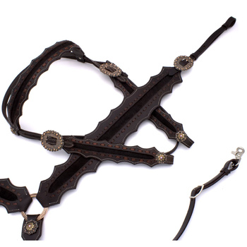 zestaw lptrick bridle + napierśnik / ciemnobrown z futrem