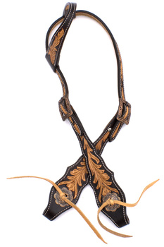 bridle westernowe lptrick z klamrami w kolorze miedzi / na jedno ucho