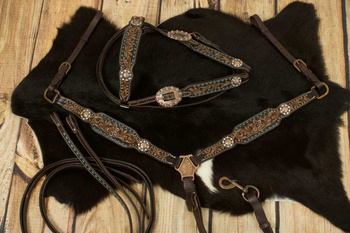 zestaw lptrick bridle + napierśnik w stylu vintage / ciemnobrown