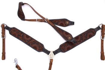 zestaw lptrick bridle na jedno ucho + napierśnik w ciemnym brązie