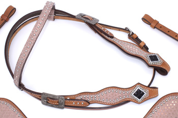 brokatowe bridle pokazowe lptrick / różowe
