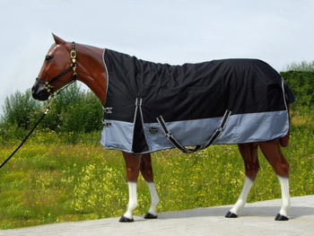 TOP SCORE Regen Winterdecke - HALF NECK - 600D - 300gr. filling - SCHWARZ - 76" und 78"
