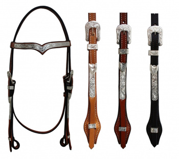 EE Tack Kopfstück - Silber - EE Leather - Quick Change Silver Buckle - V Stirnband - 3 Farben