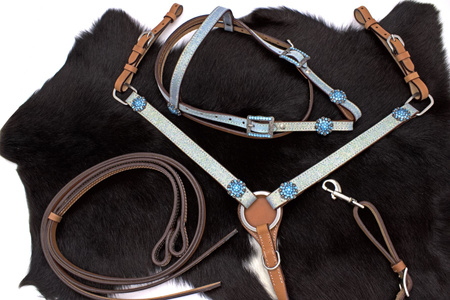 brokatowy zestaw lptrick bridle + napierśnik w rozmiarze pony