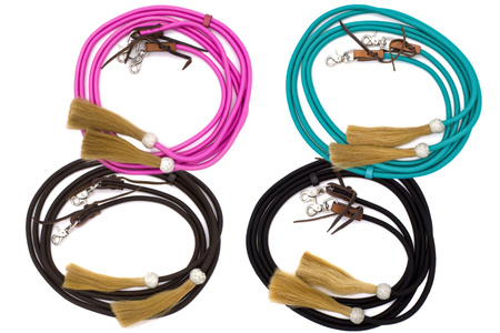 Otěže nylonowe LpTrick z frędzlami z końskiego włosia i wymiennymi karabińczykami