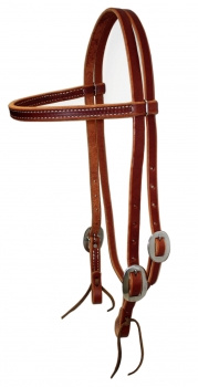 BCL Kopfstück Stirnband - Harness Leather - Stitched - Edelstahl Schnallen
