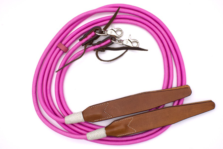 Nylonowe wodze LpTrick z brązową skórzaną klamrą i wymiennymi karabińczykami