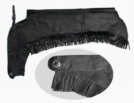 EE Tack Chaps mit Fransen - Premium Soft Glattleder - Schwarz - Reissverschluss - Gr. XS bis XL