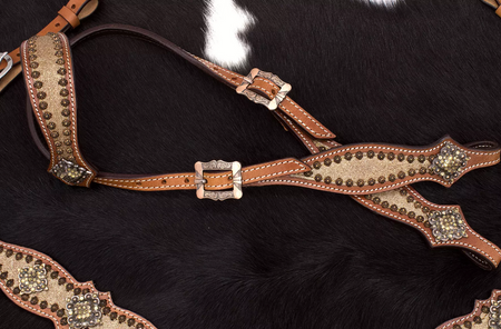 brokatowy zestaw lptrick bridle na jedno ucho + napierśnik