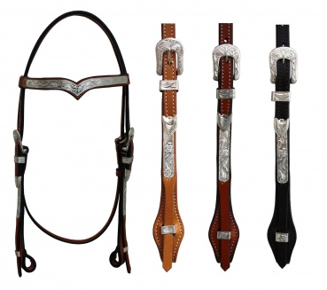 EE Tack Kopfstück - Silber - EE Leather - Quick Change Silver Buckle - V Stirnband - 3 Farben