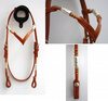 EE Tack - Kopfstück - Harness - Round End's - Silver Pipe's / Rawhide - V Stirnband
