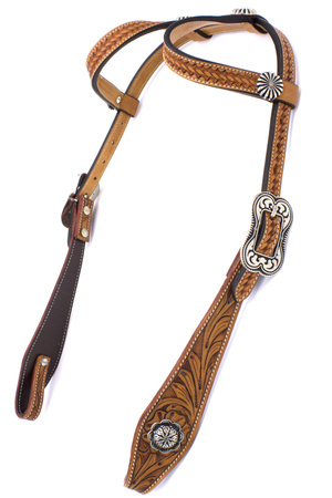 bridle lptrick ze srebrnymi okuciami / wzór w kwiaty