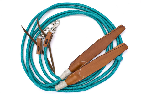 Nylonowe wodze LpTrick z brązową skórzaną klamrą i wymiennymi karabińczykami