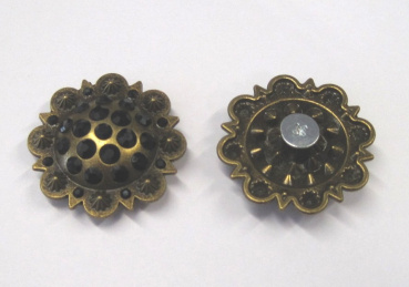 AE Concho - mit Schraube - 1 3/8´´ (35mm) - Schwarz/Brass (Messing)