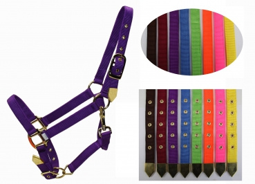 Deluxe Halfter - 2-fach verstellbar - Brass Snap - 7 versch. Farben - Gr. M