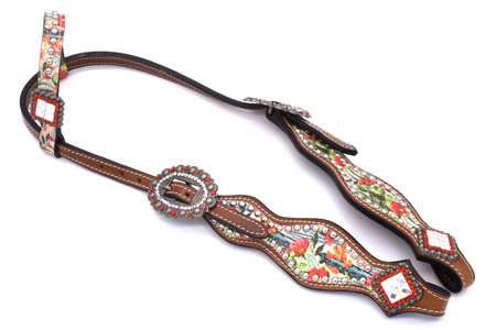 bridle pokazowe lptrick z kwiatowym wzorem