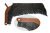 EE Tack Chaps mit BESATZ & Fransen - Premium Soft Glattleder - Schwarz - Reissverschluss