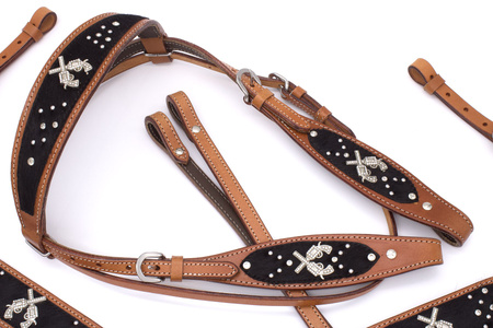 zestaw lptrick bridle + napierśnik / jasna skóra z ciemnymi detalami