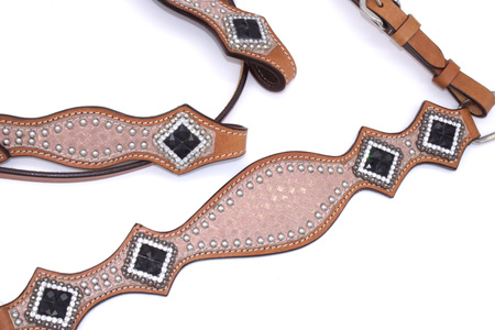 Różowo-brokatowy zestaw LpTrick ogłowie + napierśnik