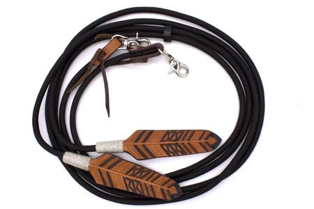 Reins nylonowe LpTrick, plecione ze skórzanym zatrzaskiem i wymiennymi karabińczykami