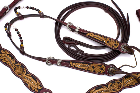 zestaw lptrick bridle wraz z wodzami + napierśnik w stylu vintage