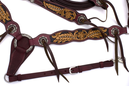 zestaw lptrick bridle wraz z wodzami + napierśnik w stylu vintage