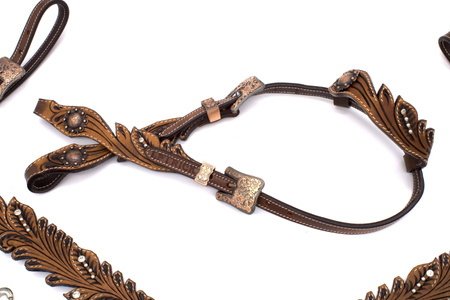 zestaw lptrick bridle + napierśnik / ciemnobrown, z kryształkami