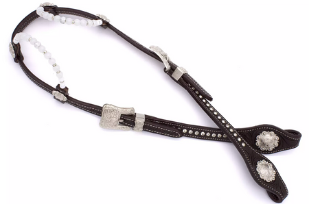 bridle lptrick na dwoje uszu z perłowym nacżółkiem