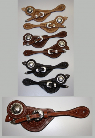 Sporenriemen - Silver Buckle Set - Großer Silver Concho - US Leder