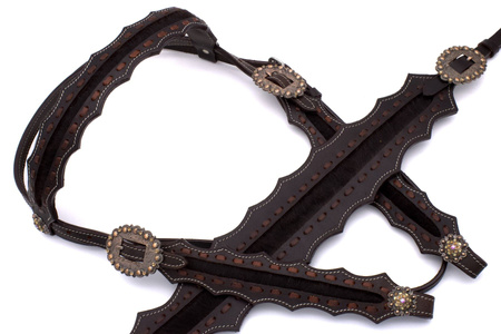 Zestaw LpTrick ogłowie + napierśnik / ciemnobrązowy z futrem