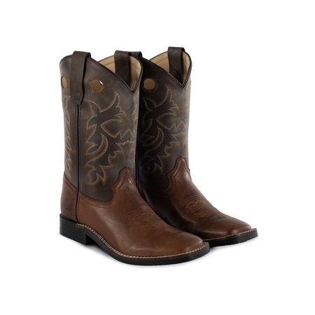 Kovbojské boty młodzieżowe POOL'S SQUARE TOE BROWN/CHOCO