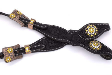 bridle lptrick na dwoje uszu z z koralikowym naczółkiem