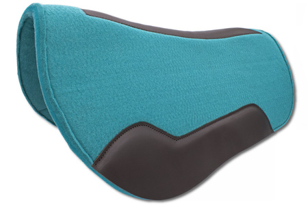 Turkusowy pad LpTrick obszyty ciemnobrązową skórą 73 x 79 cm / syntetyk