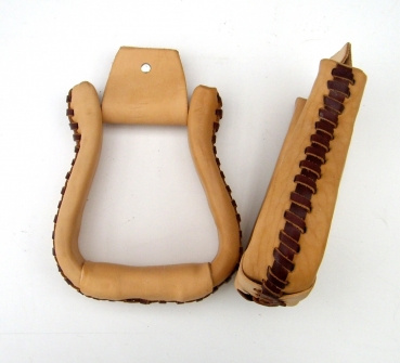 EE Tack Ledersteigbügel - gepolsterte Trittfläche - Glatt / Laced - HELL