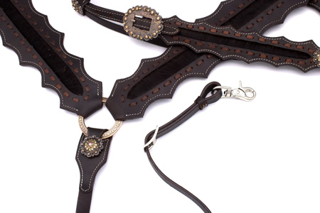 zestaw lptrick bridle + napierśnik / ciemnobrown z futrem