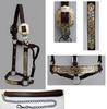 Premium Show Halfter - GOLD / SILBER - Stones - mit Führleine - DUNKEL - verschiedene Größen