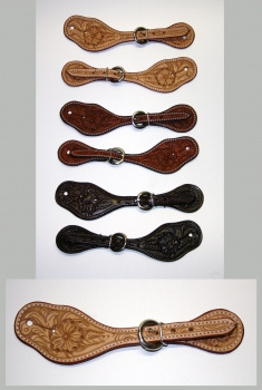 Sporenriemen - Flower Tooled - US Leder