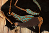 zestaw lptrick bridle + napierśnik, turkusowe z kryształkami, w kształcie skrzydeł