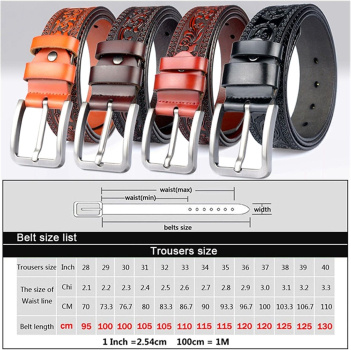 Gürtel - mit Schnalle - Flower Tooling - RED BROWN - versch. Längen - 100cm bis 115cm