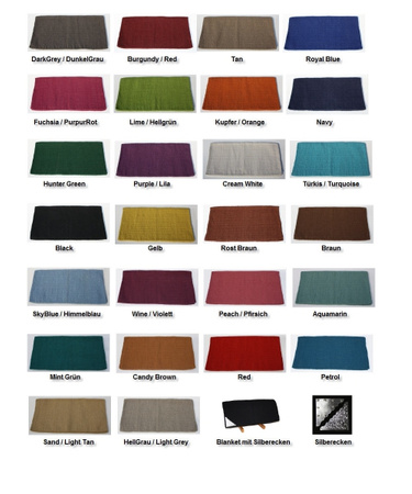 Show Blanket - EINFARBIG - 36'' x 34'' - New Zealand Wool - mit gravierten Silberecken als SET - versch. Farben zur Auswahl