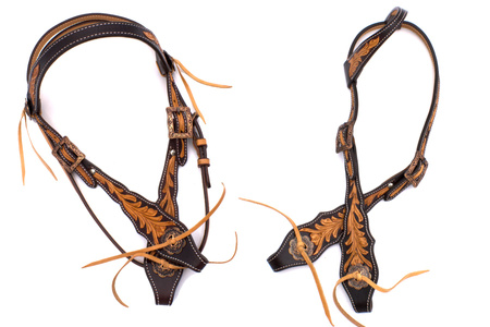 bridle westernowe lptrick z klamrami w kolorze miedzi / na jedno ucho