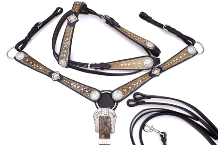 zestaw lptrick bridle + napierśnik z kryształkami