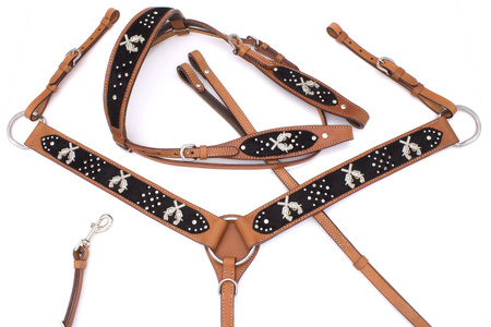 zestaw lptrick bridle + napierśnik / jasna skóra z ciemnymi detalami