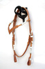 EE Tack KS - HERM. OAK LEATHER - W-131 - Silver Buckle & Roller - V Stirnband