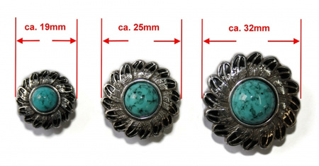 ILC Concho with Chicago Screw - FEATHER / Turquise - 3 versch. Größen (7504-0..)