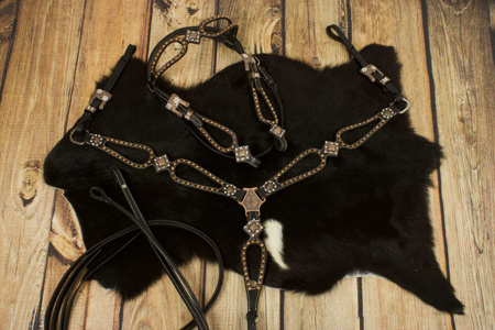 zestaw lptrick bridle + napierśnik w stylu vintage